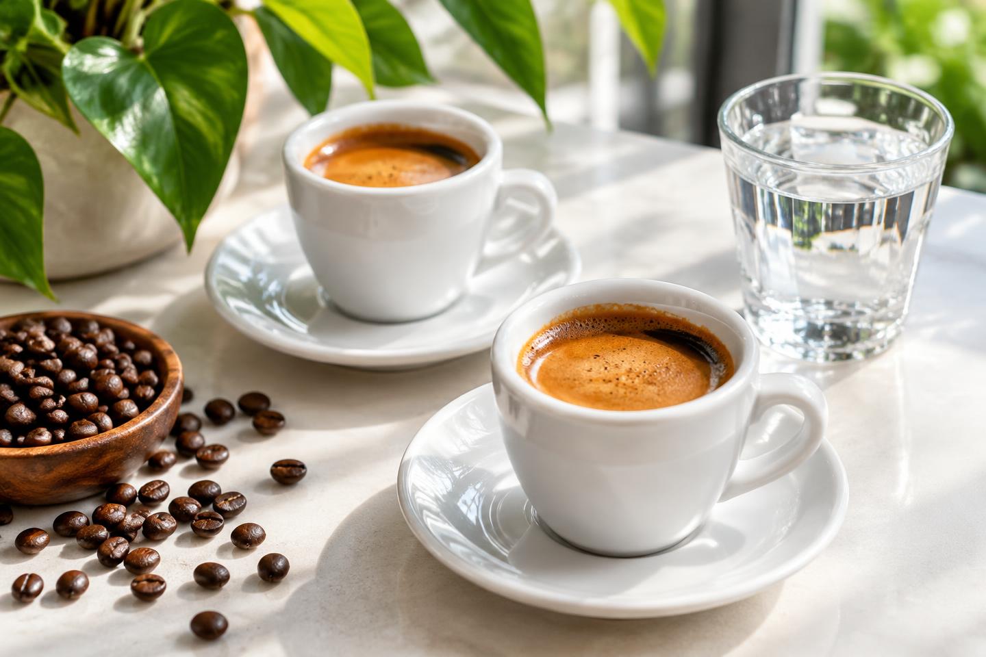 Deux espressos à la crème dorée
